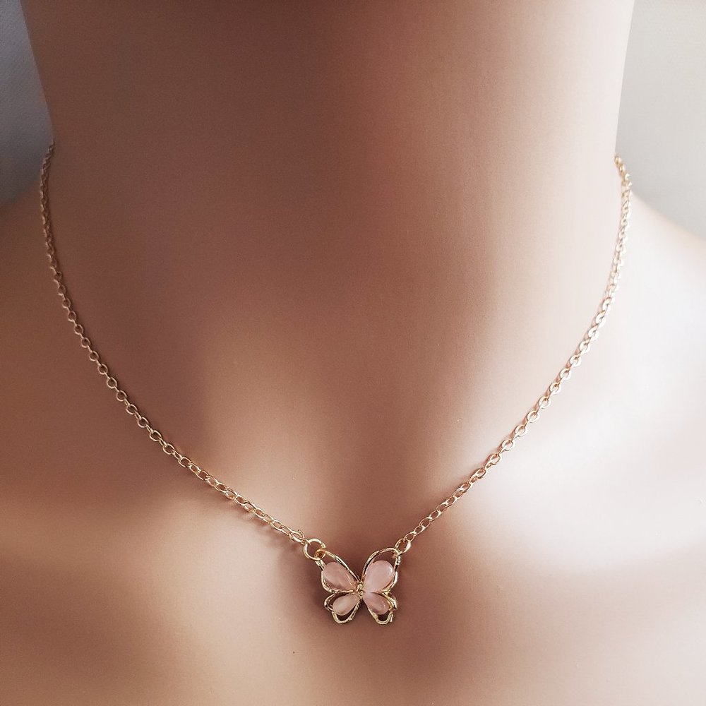 Pink Butterfly Necklace